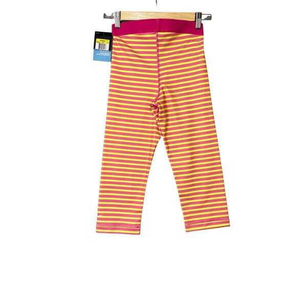 Nike‎ Pro Stripe Capri Leggings Womens Size Small Hot Pink Yellow Active Sport - Picture 8 of 8